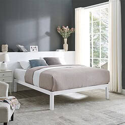 Mainstays Queen 14" Metal Platform Bed Frame with Wood Slats, Storage Space Under Frame, No Box Spring Required, Black/Wood