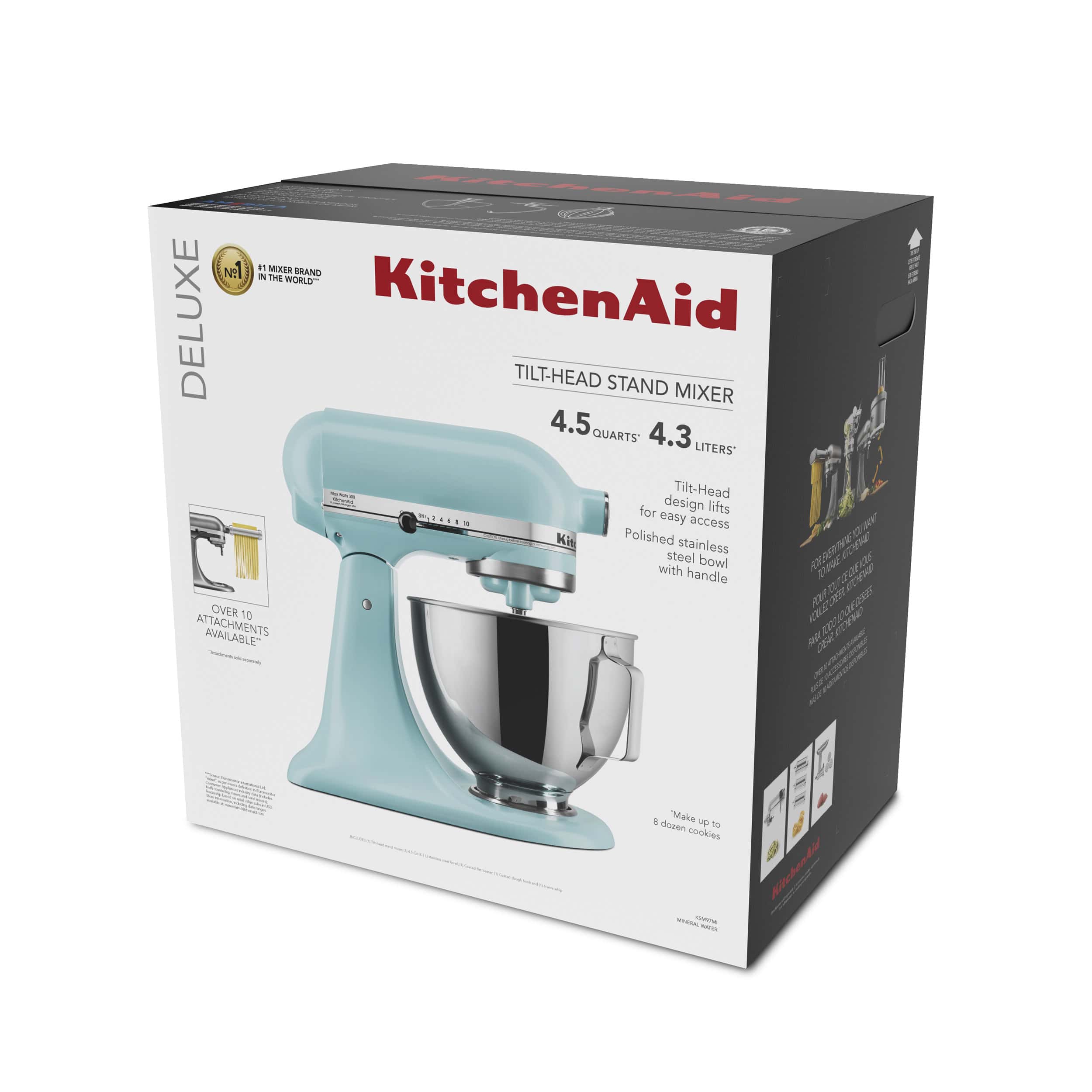 KitchenAid Deluxe 4.5 Quart Tilt-Head Stand Mixer, Mineral Water Blue, KSM97MI