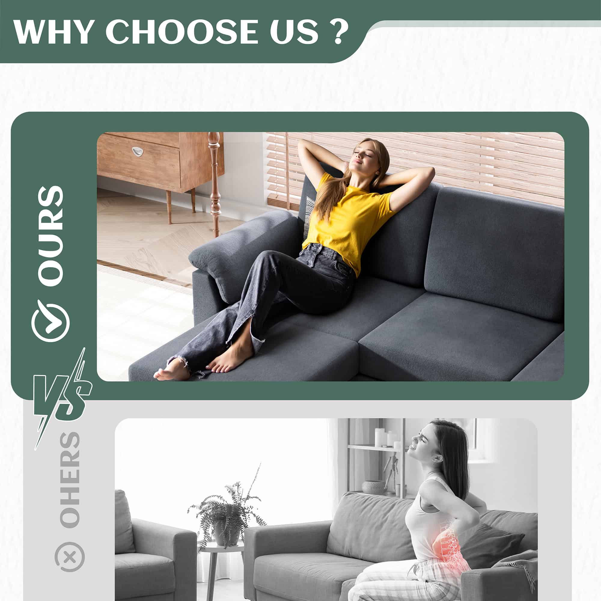 Walsunny 79" Convertible Sectional Sofa Couch With Ottoman, Linen Fabric L Shaped Sofa with Removable Pillows Dark Gray