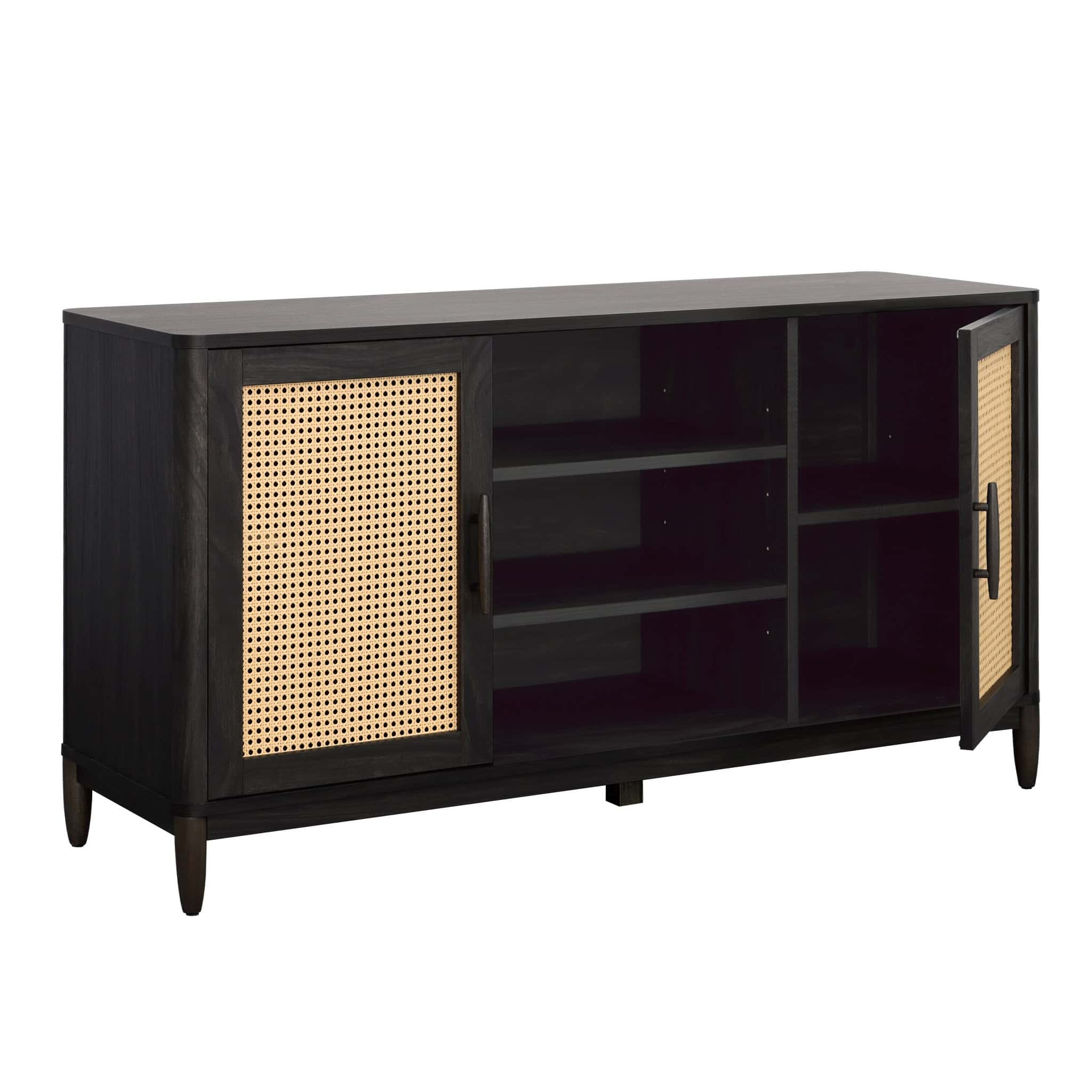 Better Homes & Gardens Springwood Cane TV Stand for TV's up to 65", Charcoal Finish