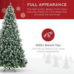 Best Choice Products 9ft Pre-Decorated Holiday Christmas Tree for Home, Office, Party Decoration w/ 2,028 PVC Branch Tips