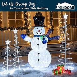 JOIEDOMI 3 Packs Christmas Spiral Tree Yard Light 218 Pre-Lit LED Cool White Lights with Metal Stakes