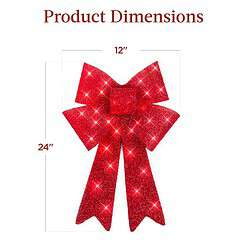 Best Choice Products Set of 3 Bows Pre-Lit Christmas Bow Decoration, Indoor/Outdoor LED Holiday Décor w/ 30 Lights - Red