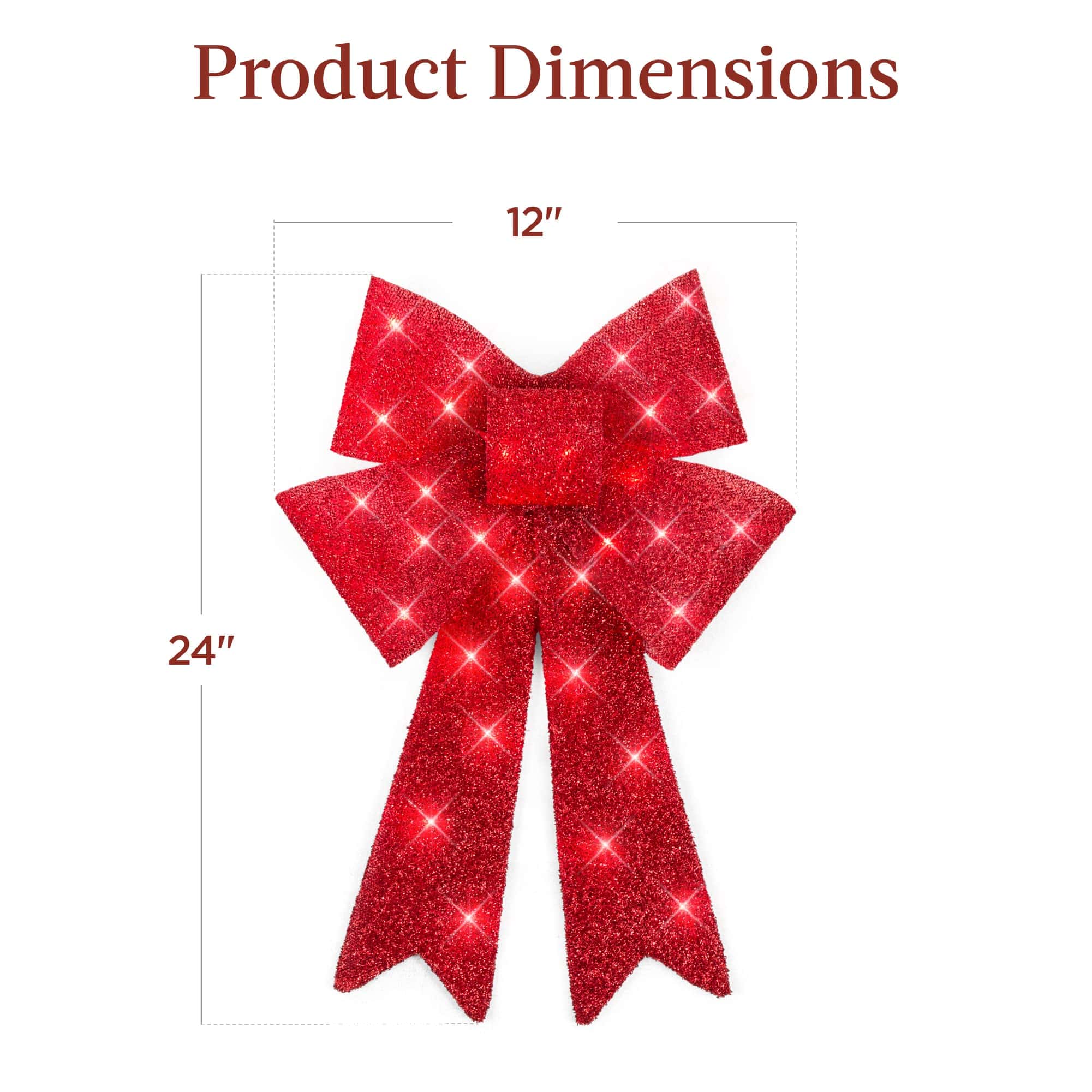 Best Choice Products Set of 3 Bows Pre-Lit Christmas Bow Decoration, Indoor/Outdoor LED Holiday Décor w/ 30 Lights - Red