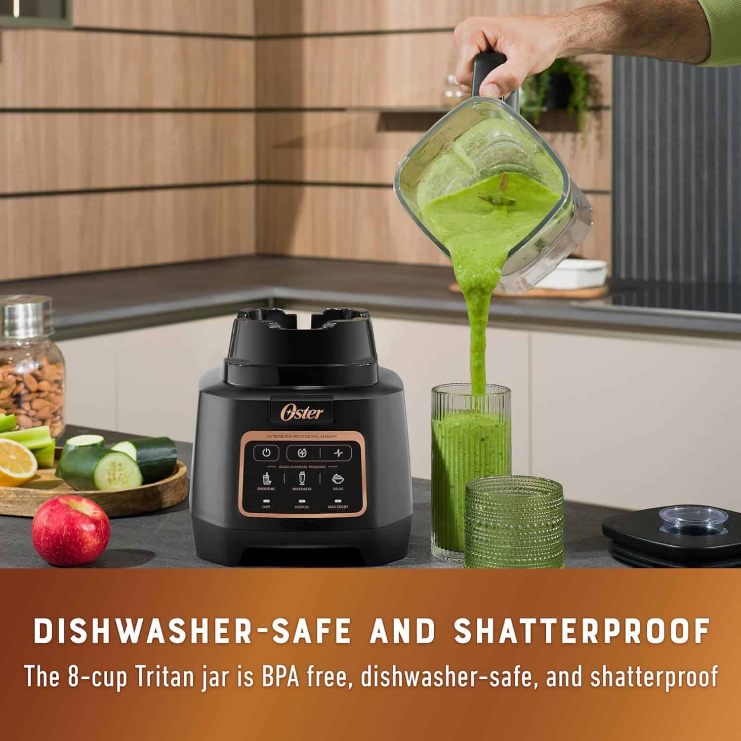 Oster Extreme Mix Blender, 1500 Watt High Speed Blender with 10-Point Blade, 64 oz. Kitchen Blender with Auto Programs