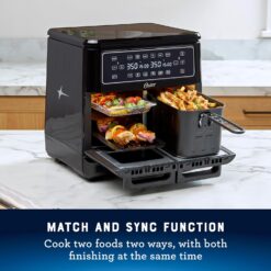 Oster 11-Quart Flex Air Fryer Oven, Dual Air Fryer with 2 Cooking Zones, Double Air Fryer with 6 Cooking Functions, Large Air Fryer with 2 Frying Baskets