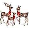 Best Choice Products 6.5ft 3-Piece Large Lighted Christmas Deer Family Set, Outdoor Yard Decoration - Rattan
