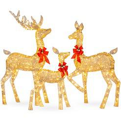 Best Choice Products 6.5ft 3-Piece Large Lighted Christmas Deer Family Set, Outdoor Yard Decoration - Gold