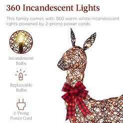 Best Choice Products 3-Piece Large Lighted Christmas Deer Family Set 5Ft Outdoor Yard Decoration - Brown