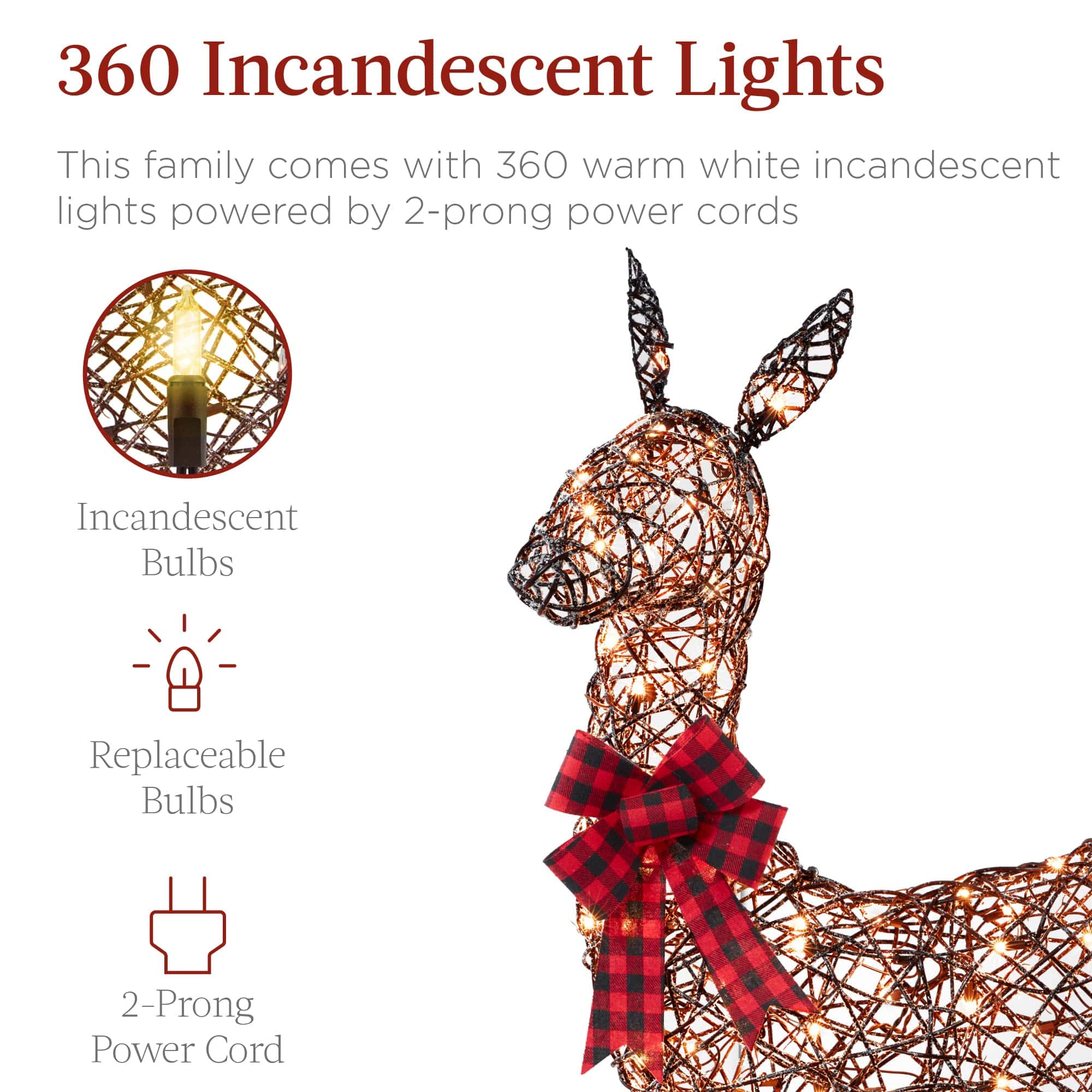 Best Choice Products 3-Piece Large Lighted Christmas Deer Family Set 5Ft Outdoor Yard Decoration - Brown
