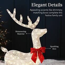Best Choice Products 4ft 3-Piece 2D Lighted Christmas Deer Family Set, Large Outdoor Yard Reindeer Holiday Decoration