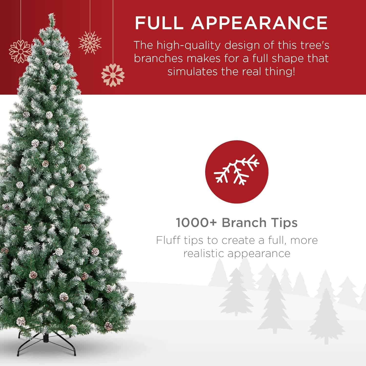 Best Choice Products 6ft Pre-Decorated Holiday Christmas Tree for Home, Office, Party Decoration