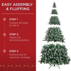 Best Choice Products 12ft Pre-Decorated Holiday Christmas Tree for Home, Office, Party Decoration w/ 4,188 PVC Branch Tips