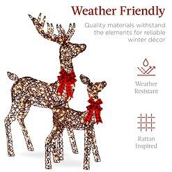 Best Choice Products 3-Piece Large Lighted Christmas Deer Family Set 5Ft Outdoor Yard Decoration - Brown