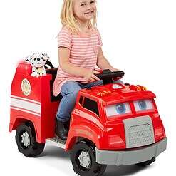 Kid Trax Real Rigs Toddler Fire Truck Interactive Ride On Toy, Kids Ages 1.5-4 Years, 6 Volt Battery and Charger, Sound Effects, Red, Large
