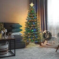 Honeywell 6.5 ft Pre-Lit Christmas Tree with 2064 PVC/PE Tips, Churchill Pine Artificial Christmas Tree with 300 Color Changing LEDs