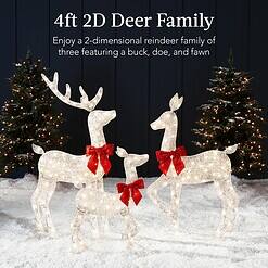 Best Choice Products 4ft 3-Piece 2D Lighted Christmas Deer Family Set, Large Outdoor Yard Reindeer Holiday Decoration