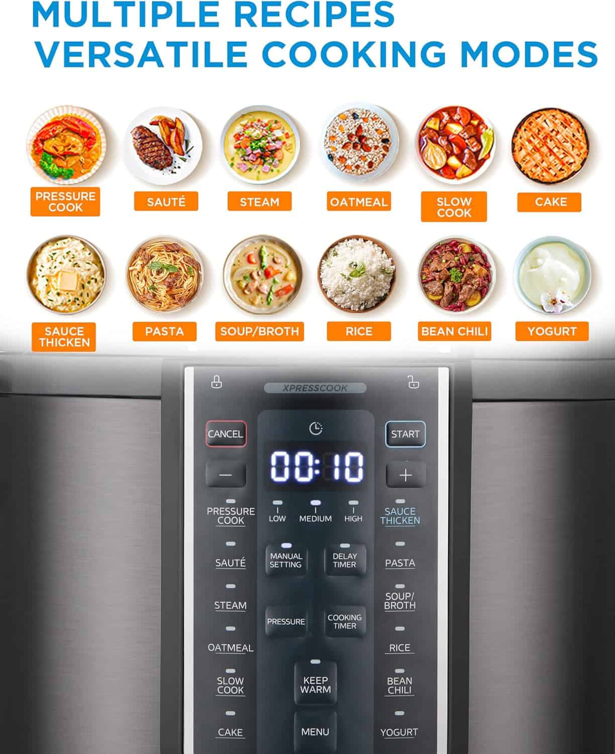 Midea 12-in-1 Electric Pressure Cooker, 8 Quarts, 12 Presets, Multi-Functional Programmable, Stainless Steel
