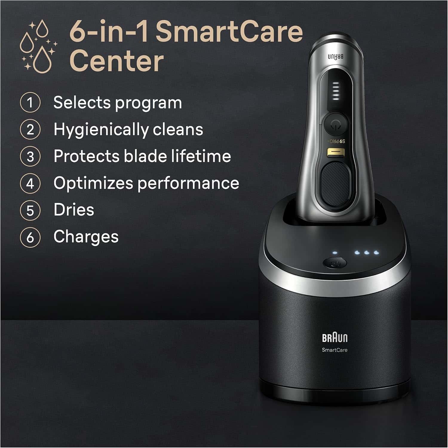 Braun Series 9 PRO+ Electric Shaver with 6 in 1 SmartCare Center - Silver