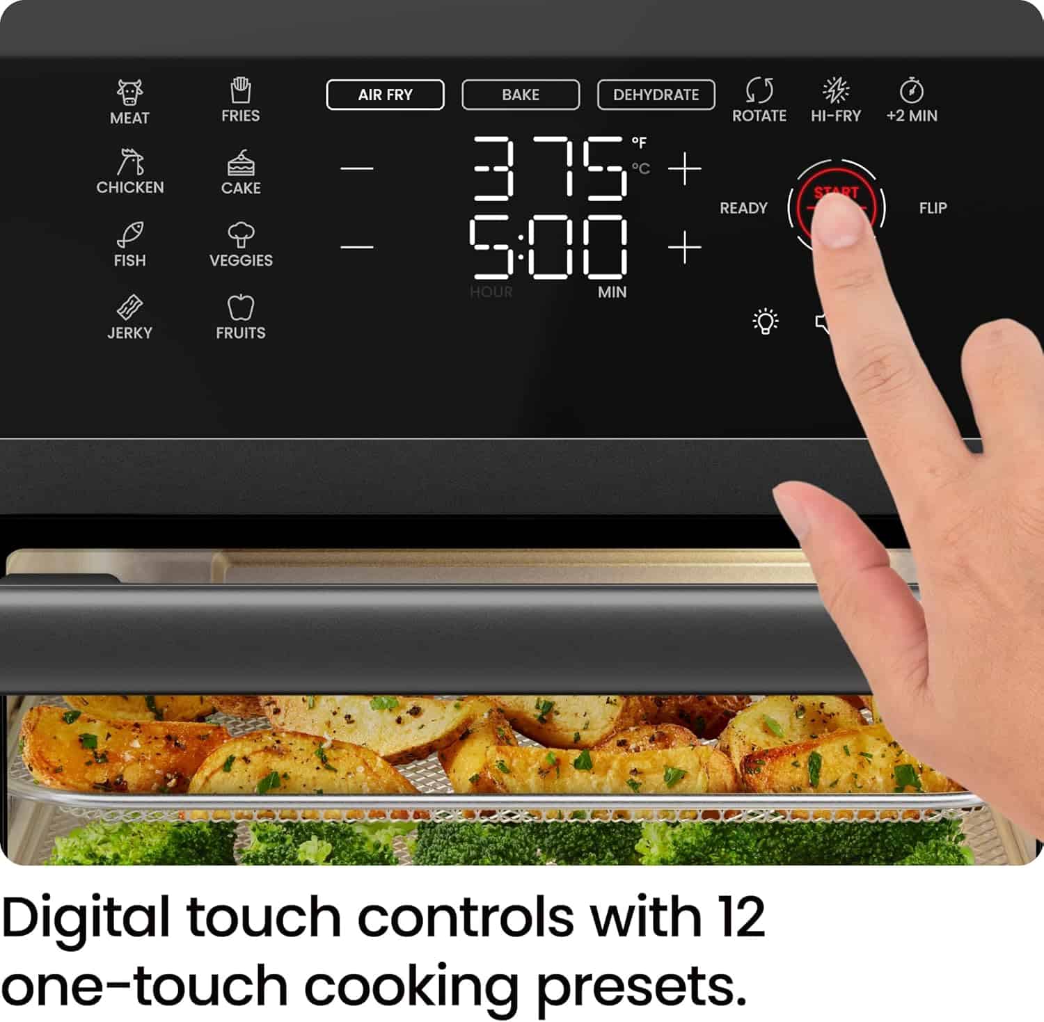 Chefman 12-Quart 6-in-1 Air Fryer Oven with Digital Timer, Touchscreen, and 12 Presets - Family Size Countertop Convection Oven, Dishwasher-Safe Parts