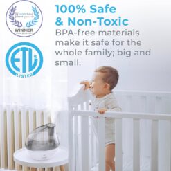 Pure Enrichment MistAire Silver Ultrasonic Cool Mist Humidifier for Bedroom, Office, Nursery & Indoor Plants