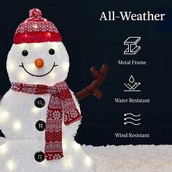 Best Choice Products 4ft 4-Piece 2D Lighted Christmas Snowman Family Set, Large Outdoor Yard Decor Holiday Decoration w/ 160 Twinkling LED Lights