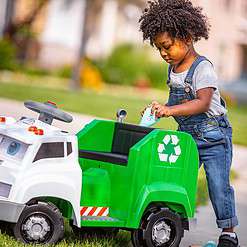 Kid Trax Real Rigs Toddler Recycling Truck Interactive Ride On Toy, Kids Ages 1.5-4 Years, 6 Volt Battery and Charger, Green