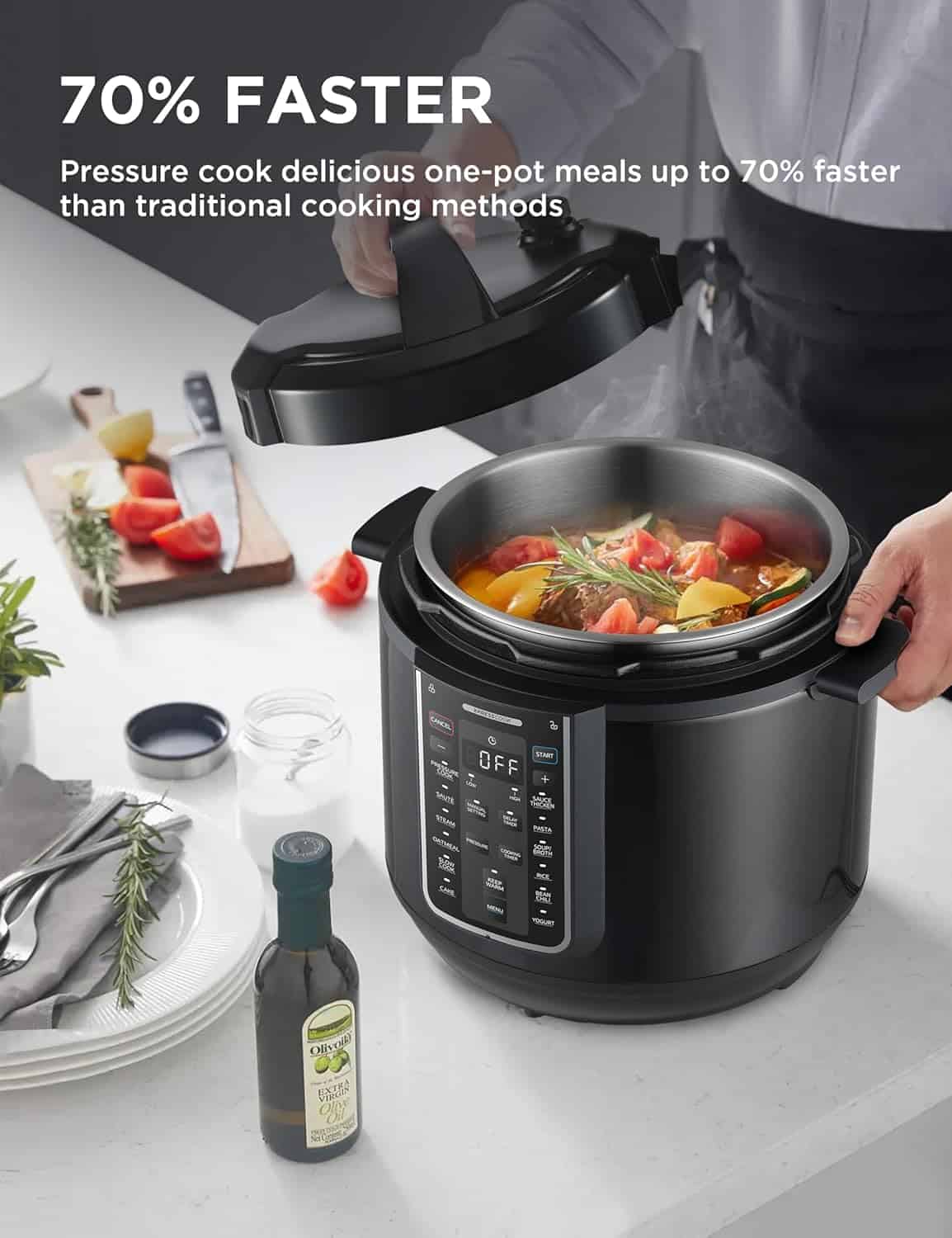 Midea 12-in-1 Electric Pressure Cooker, 8 Quarts, 12 Presets, Multi-Functional Programmable, Stainless Steel