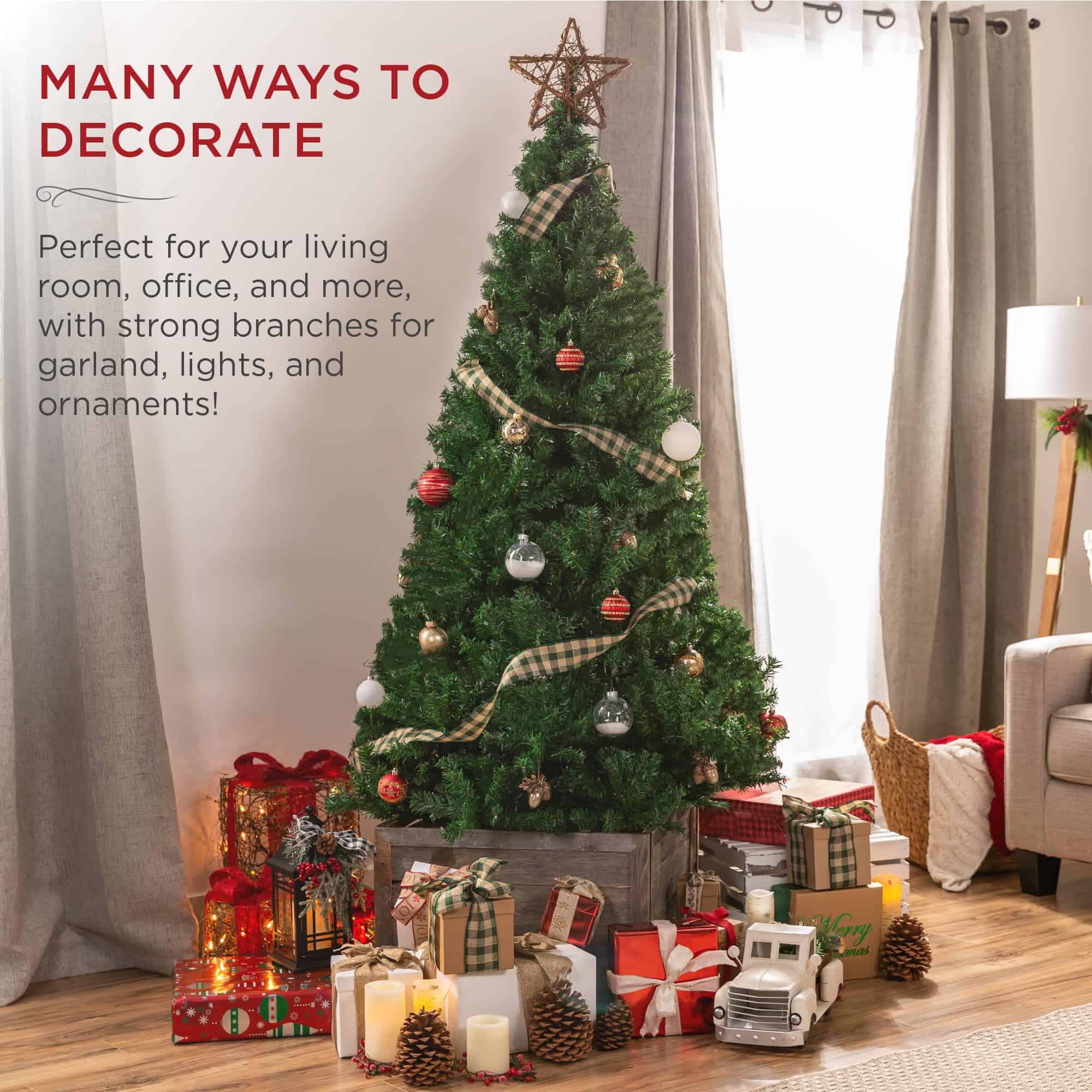 Best Choice Products Artificial Christmas Tree, 4.5ft Premium Unlit Hinged Design