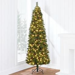 Best Choice Products Pre-Lit Scotch Pine Pencil Christmas Tree, 6ft Premium Skinny Pre-Decorated Holiday Decor
