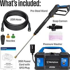 Westinghouse ePX3100v Electric Pressure Washer, 2100 Max PSI 1.76 Max GPM