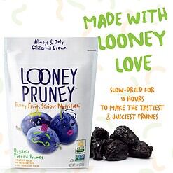 Looney Pruney Organic Pitted Dried Prunes for the Entire Family, No Added Sugar & No Preservatives (6 pack)