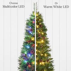 Best Choice Products Pre-Lit Scotch Pine Pencil Christmas Tree, 6ft Premium Skinny Pre-Decorated Holiday Decor