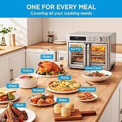 Midea Flexify French Door Toaster Oven Air Fryer Combo, 26.4 QT, Extra Large Air Fryer Countertop Oven 10-in-1 Combo, Stainless Steel