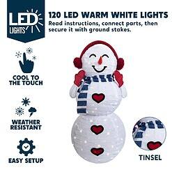 JOIEDOMI 3FT 3D Christmas Collapsible Snowman with Earmuff Yard Light Decorations 120 Pre-Lit LED Warm White Lights
