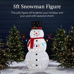 Best Choice Products 5ft Lighted Pop-Up Snowman, Large White Outdoor Christmas Holiday Decoration w/ 200 LED Lights, Hat, Scarf