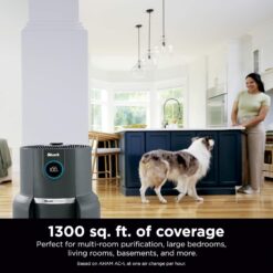 Shark HP301 NeverChange Air Purifier MAX, 1300 sq. ft., Odor Neutralizer Technology, captures 99.98% of particles, dust, smells, Grey
