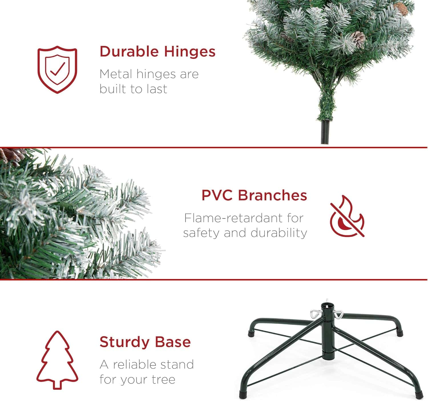 Best Choice Products 6ft Pre-Decorated Holiday Christmas Tree for Home, Office, Party Decoration
