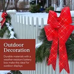 Best Choice Products Set of 3 Bows Pre-Lit Christmas Bow Decoration, Indoor/Outdoor LED Holiday Décor w/ 30 Lights - Red
