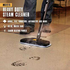 McCulloch MC1275 Heavy-Duty Steam Cleaner with 18 Accessories, Extra-Long Power Cord, Yellow/Grey