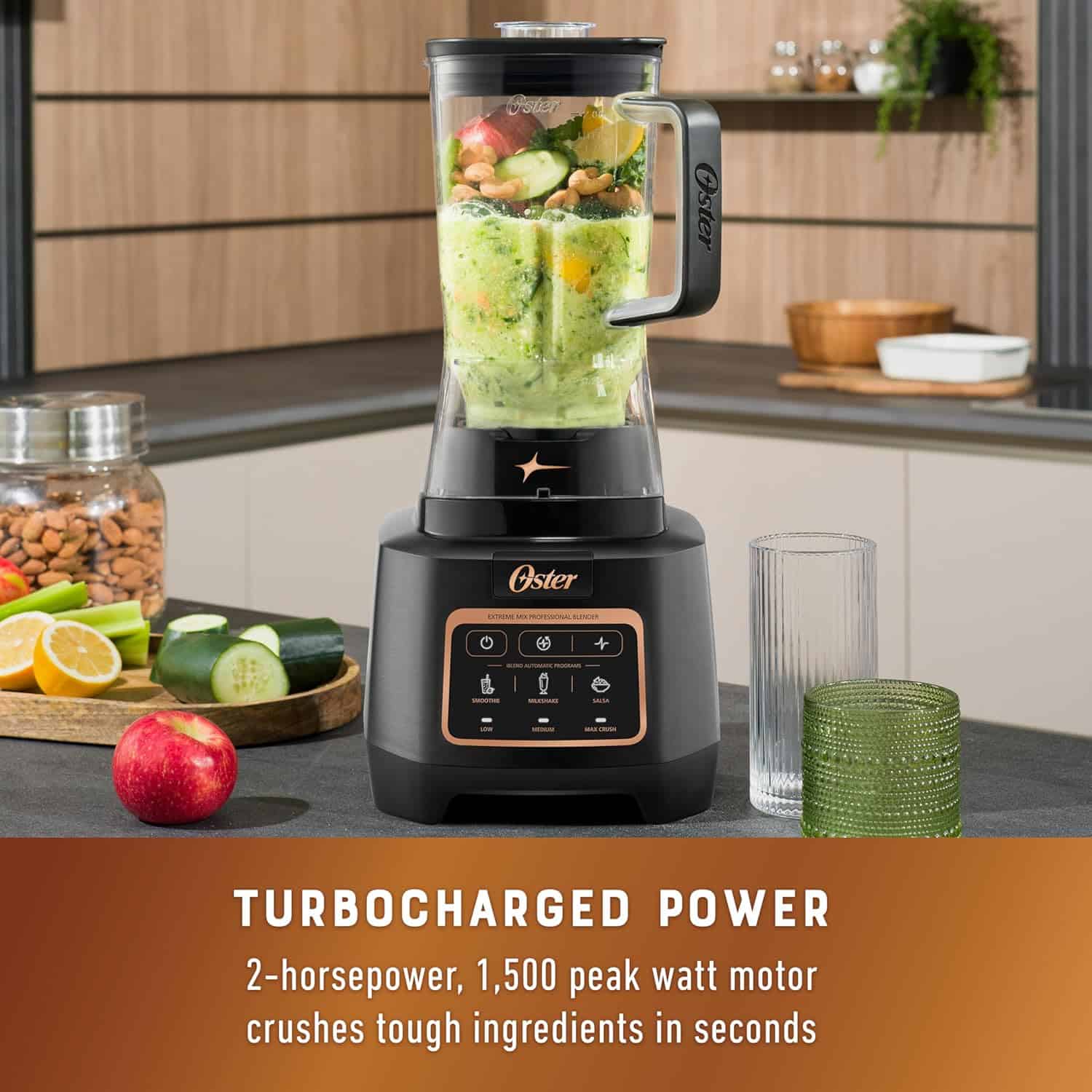 Oster Extreme Mix Blender, 1500 Watt High Speed Blender with 10-Point Blade, 64 oz. Kitchen Blender with Auto Programs