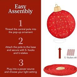 Best Choice Products 2pc Lighted Pop-Up Outdoor Christmas Ornament Set - Red/White