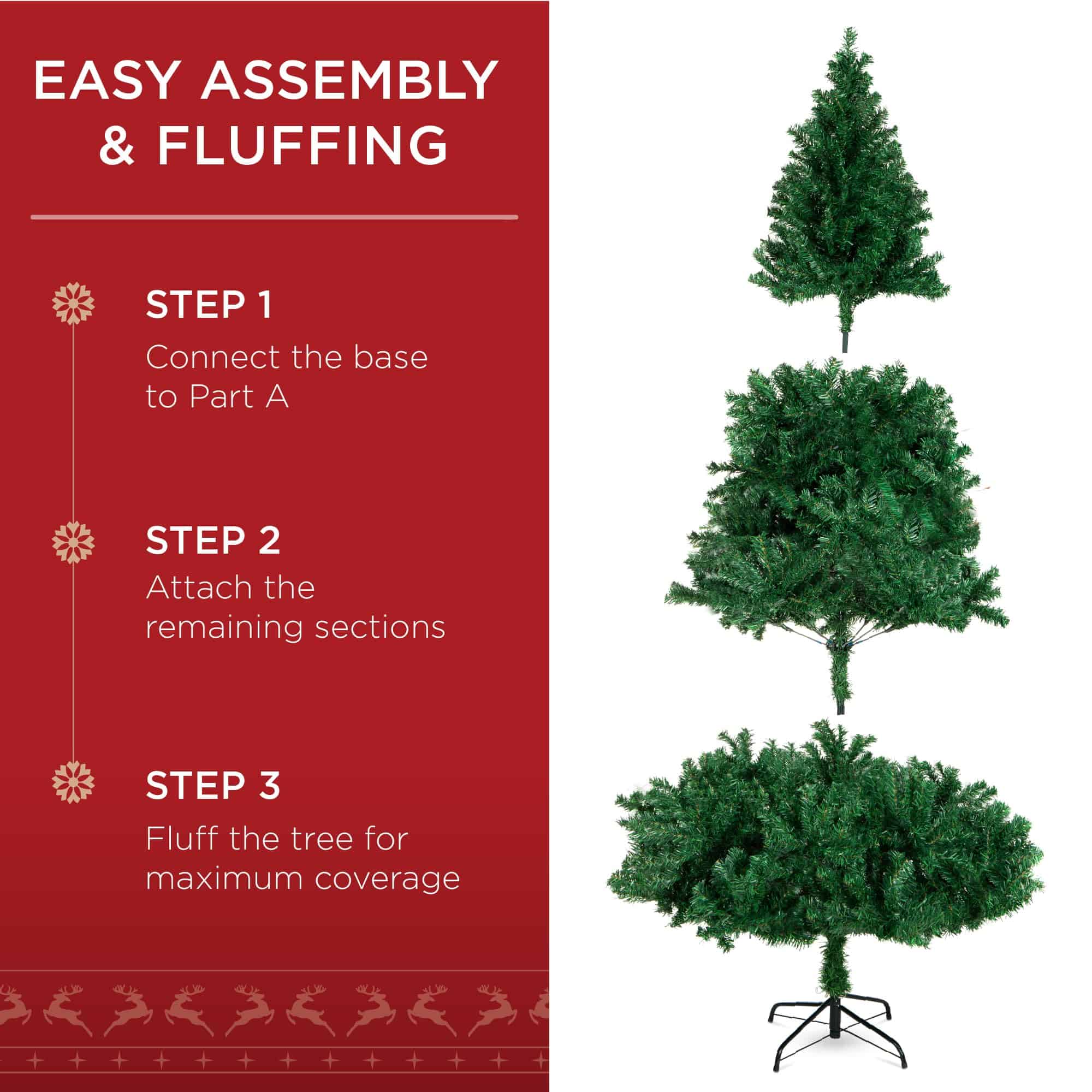 Best Choice Products Artificial Christmas Tree, 7.5ft Premium Unlit Hinged Design