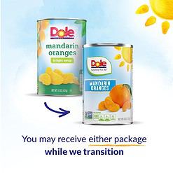 Dole Canned Fruit, Mandarin Oranges in Light Syrup, Gluten Free, Pantry Staples, 15 Oz, 12 Count