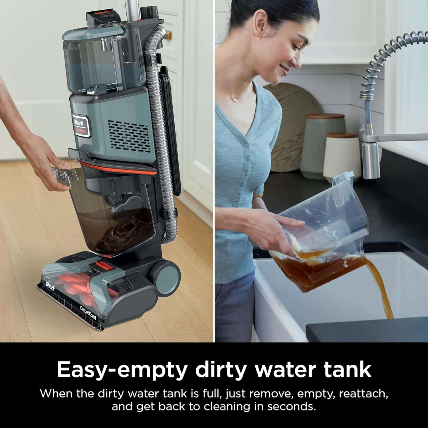 Shark CarpetXpert Upright Deep Carpet Cleaner with Handheld Spot & Stain Eliminator, 12oz Cleanser, Dirt & Grime Removal, Carpet Shampooer, Slate Green, EX151
