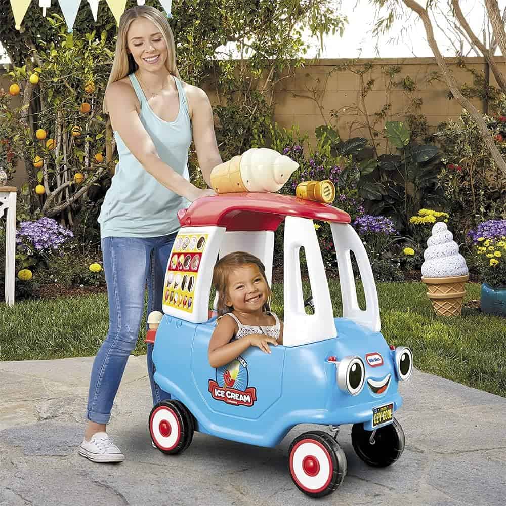 Little Tikes Cozy Ice Cream Truck, Coupe Ride On Car, Kid and Parent Powered, Truck Music, Including Accessories