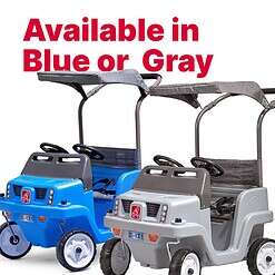 Step2 Side-by-Side Push Around SUV, Kids Push Car, 2 Seats, Stroller Substitute, Includes Seat Belts & Horns, Blue