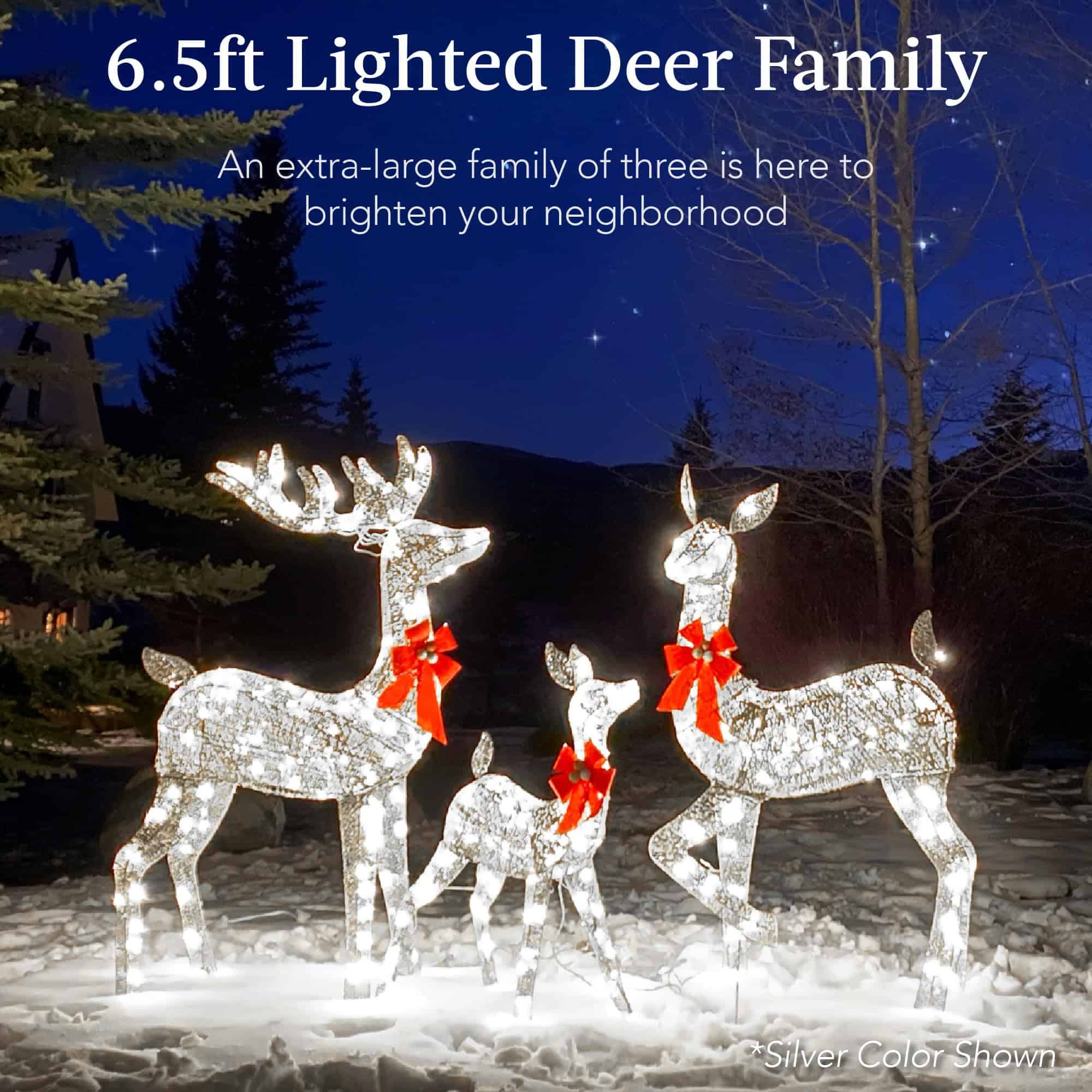 Best Choice Products 3-Piece Large Lighted Christmas Deer Family Set 6.5ft Outdoor Yard Decoration - White