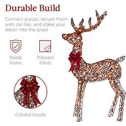 Best Choice Products 3-Piece Large Lighted Christmas Deer Family Set 5Ft Outdoor Yard Decoration - Brown