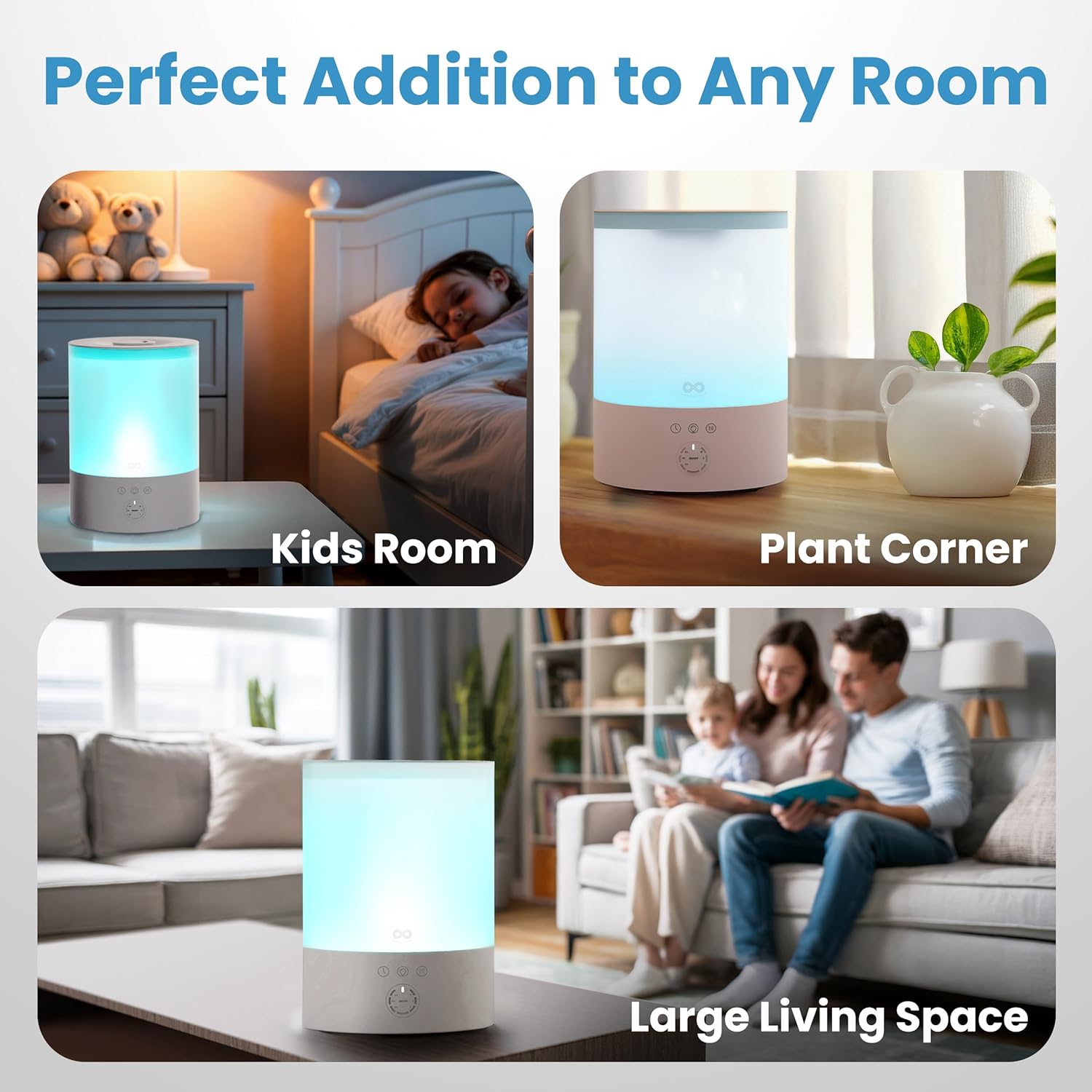 Everlasting Comfort 2.5L Top Fill Humidifiers for Bedroom, Quiet Ultrasonic Cool Mist Humidifier - Image 3